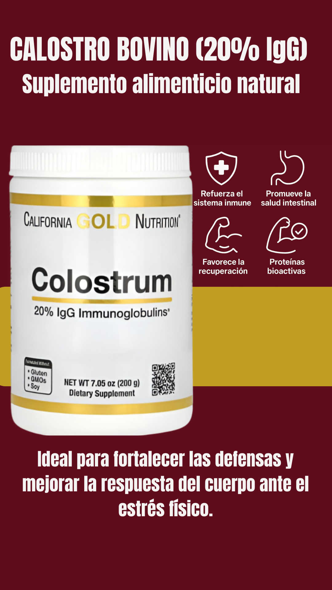 Calostro Bovino (Colostrum 20% IgG) – Refuerzo inmunológico natural