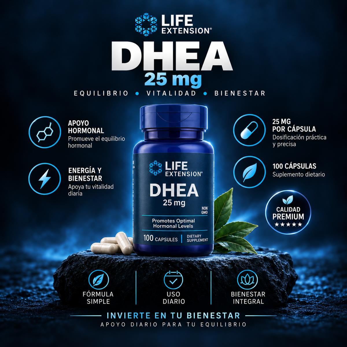 DHEA 25 MG X100 CAPSULAS – APOYO HORMONAL