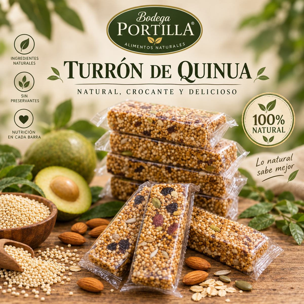 BARRA ENERGETICA (QUINUA-ALMENDRA-COCO-CALABAZA)