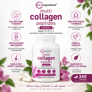 COMPLEJO DE PÉPTIDOS MULTICOLÁGENOS CON BIOTINA, VITAMINA C Y ÁCIDO HIALURÓNICO, X240 CÁPSULAS