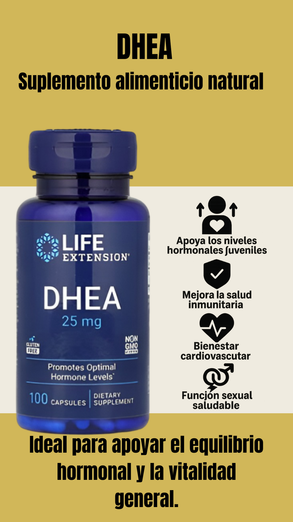 DHEA 25 mg – Apoyo hormonal y vitalidad general