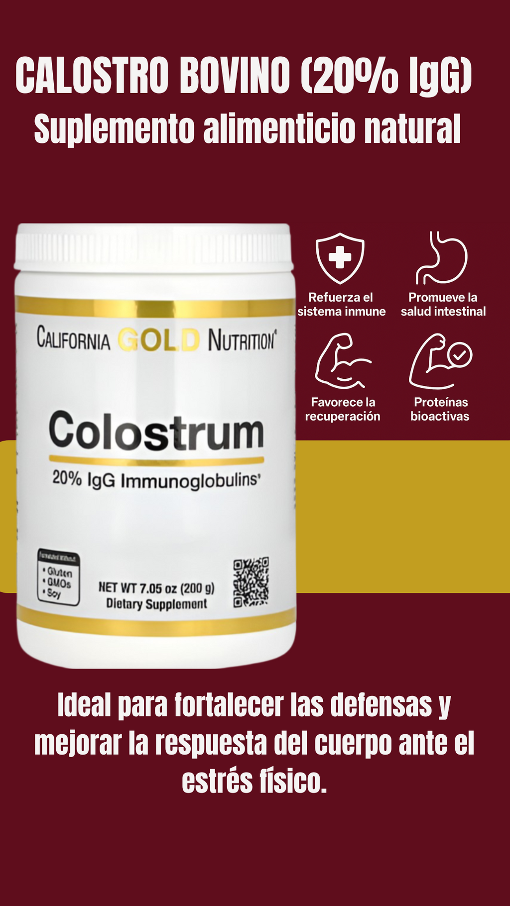 Calostro Bovino (Colostrum 20% IgG) – Refuerzo inmunológico natural