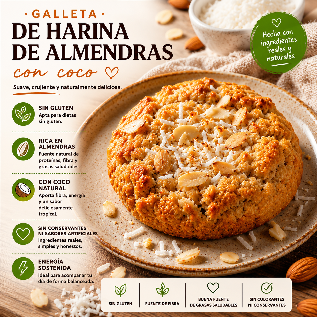 GALLETAS DE HARINA DE COCO Y ALMENDRAS