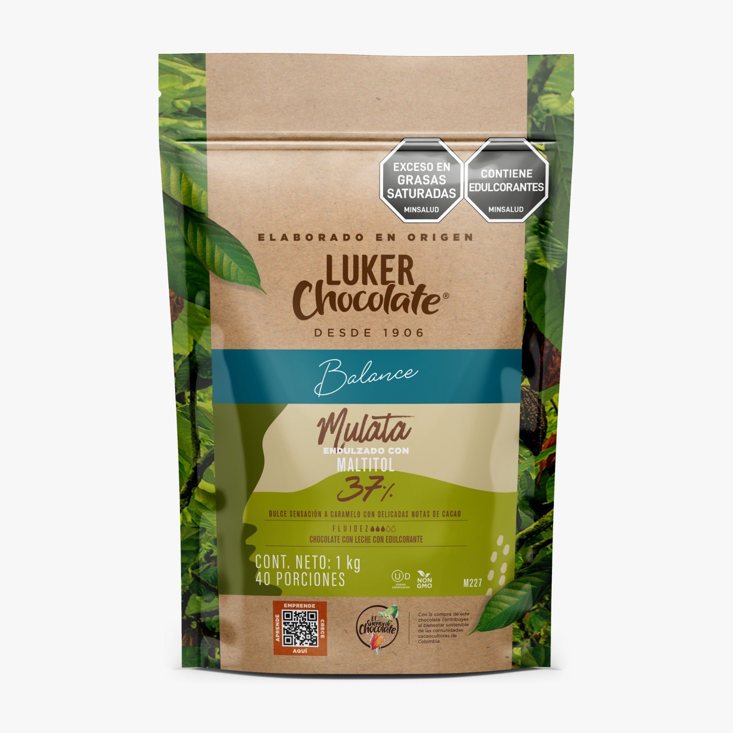 CHOCOLATE LECHE CARAMELO MULATA AL 37% MALTITOL LUKER X 250GR