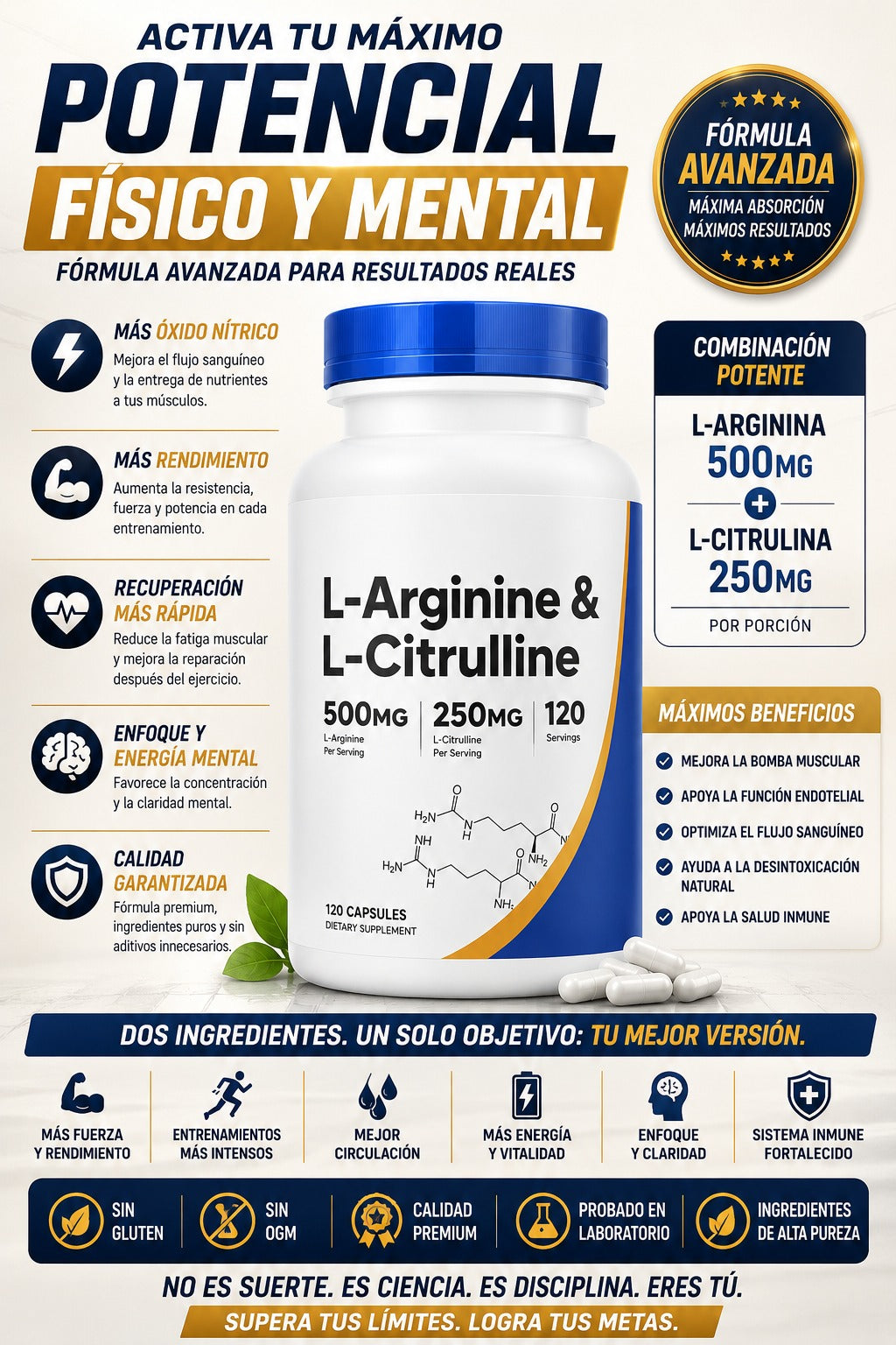 L-Arginina AjiPure® 500 mg x 60 cápsulas vegetales - California Gold Nutrition