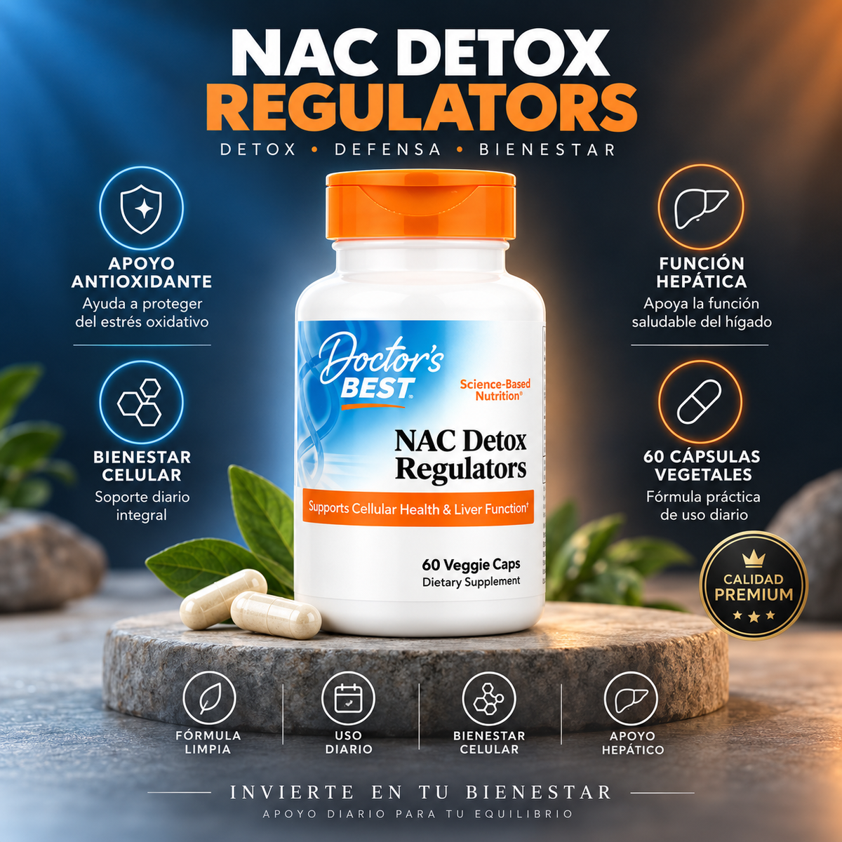 NAC Detox Regulators x 60 cápsulas vegetales - Doctor's Best