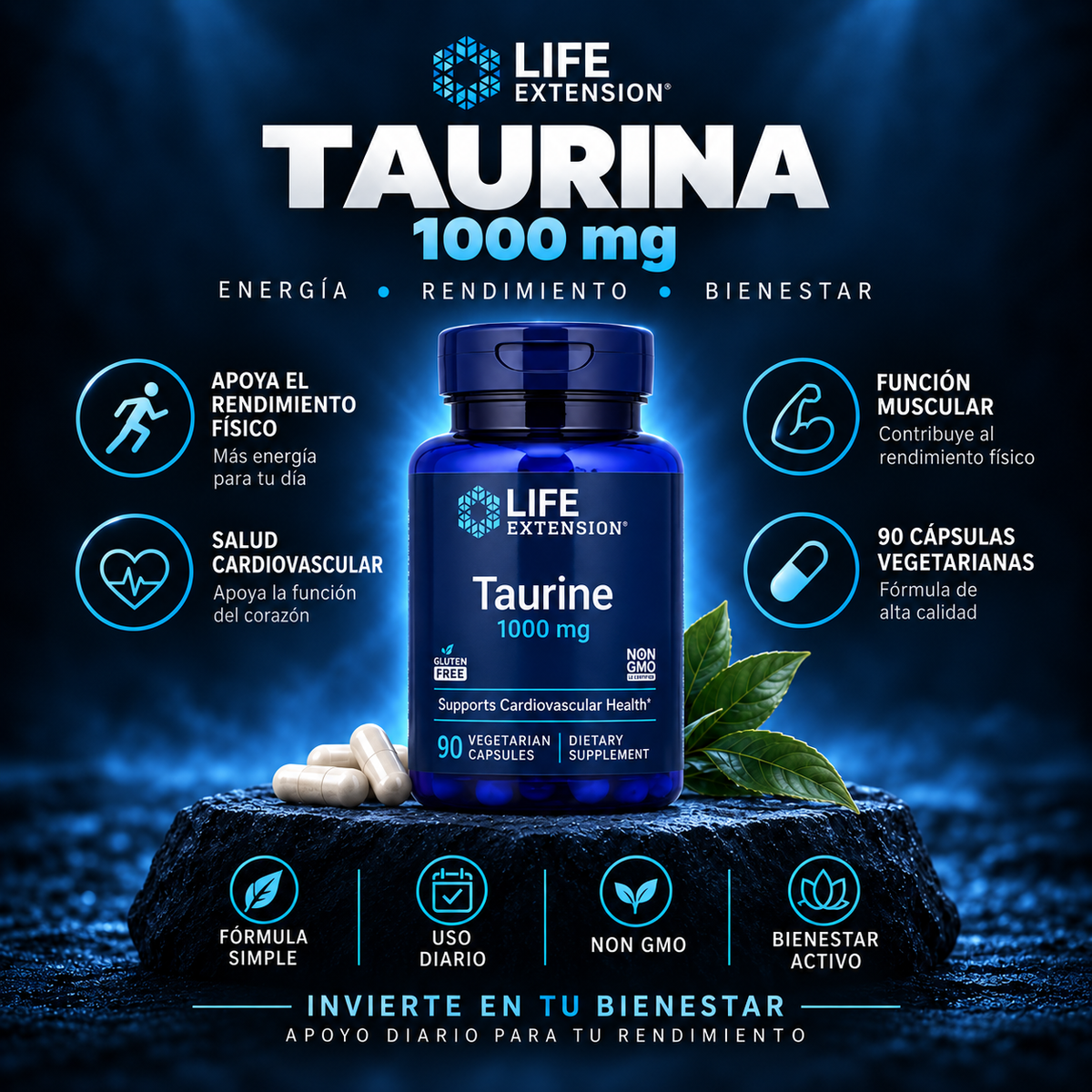 Taurina 1.000 mg x 90 cápsulas vegetarianas - Life Extension