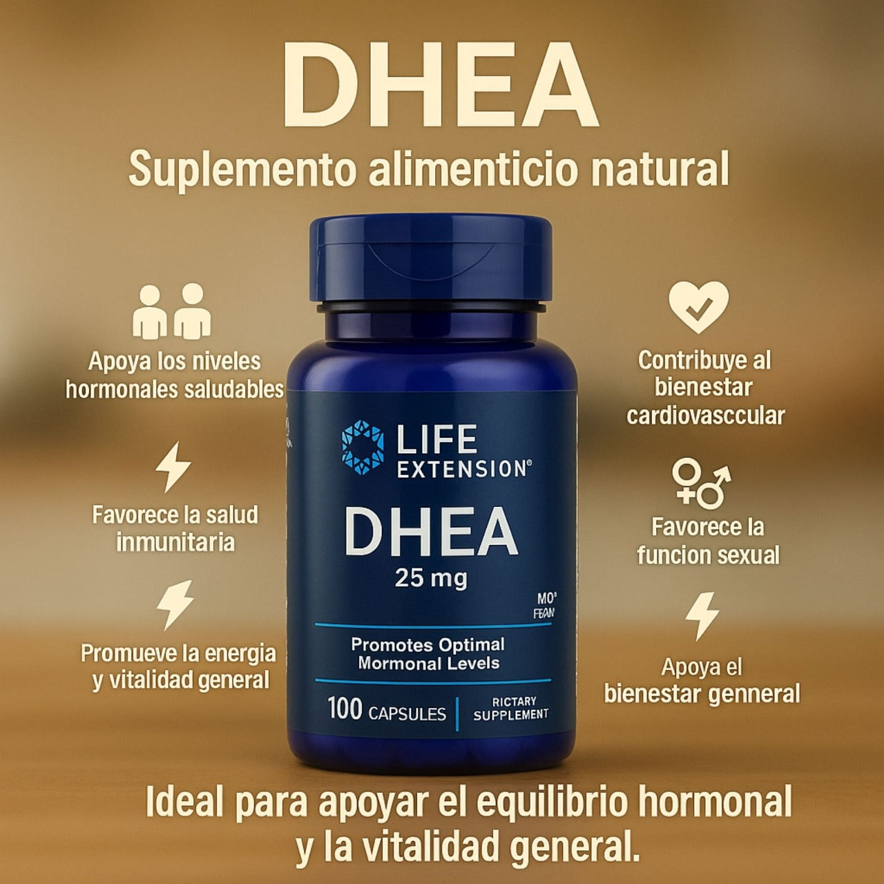 DHEA 25 MG X100 CAPSULAS – APOYO HORMONAL