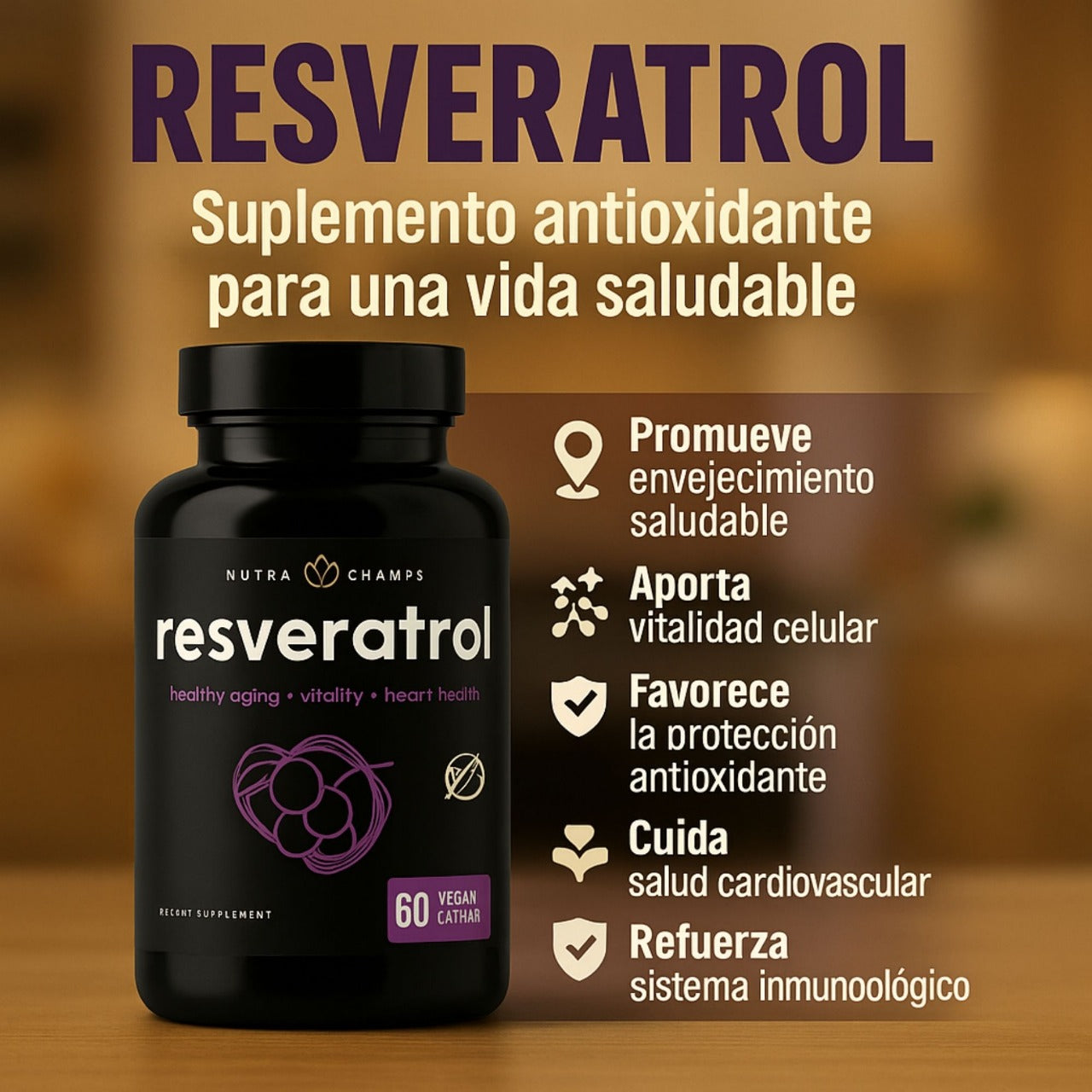 RESVERATROL X60CAPSULAS - POTENTE ANTIOXIDANTE