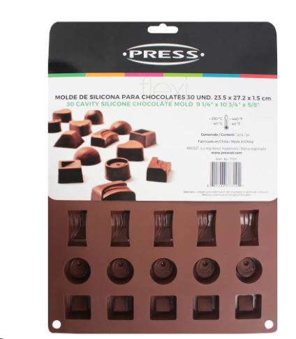 MOLDE SILICON PARA CHOCOLATES X 30 UND 23.5 X 17.2 X 1.5 CM