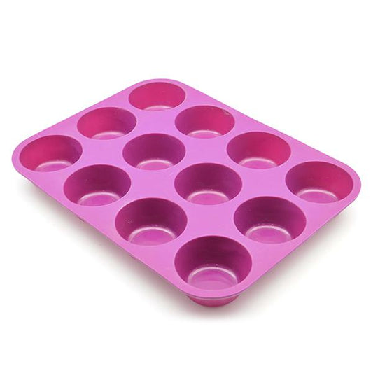 MOLDE SILICON CUP CAKES X 12 FUCSIA 29.5X22.5X3 CM