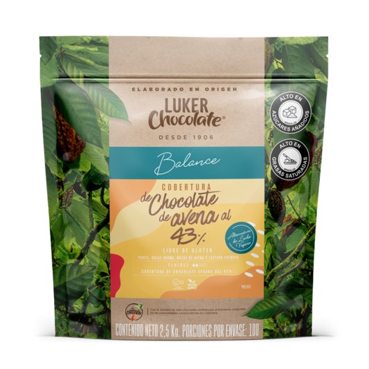 CHOCOLATE DE LECHE AVENA AL 43% EN MONEDA BALANCE LUKER X 250GR